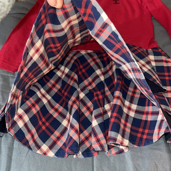 JESSIE AND JAMES LONDON RED BLUE CREAM PLAID LONG SLEEVE RUFFLED DRESS Size 3YR - Picture 3 of 15